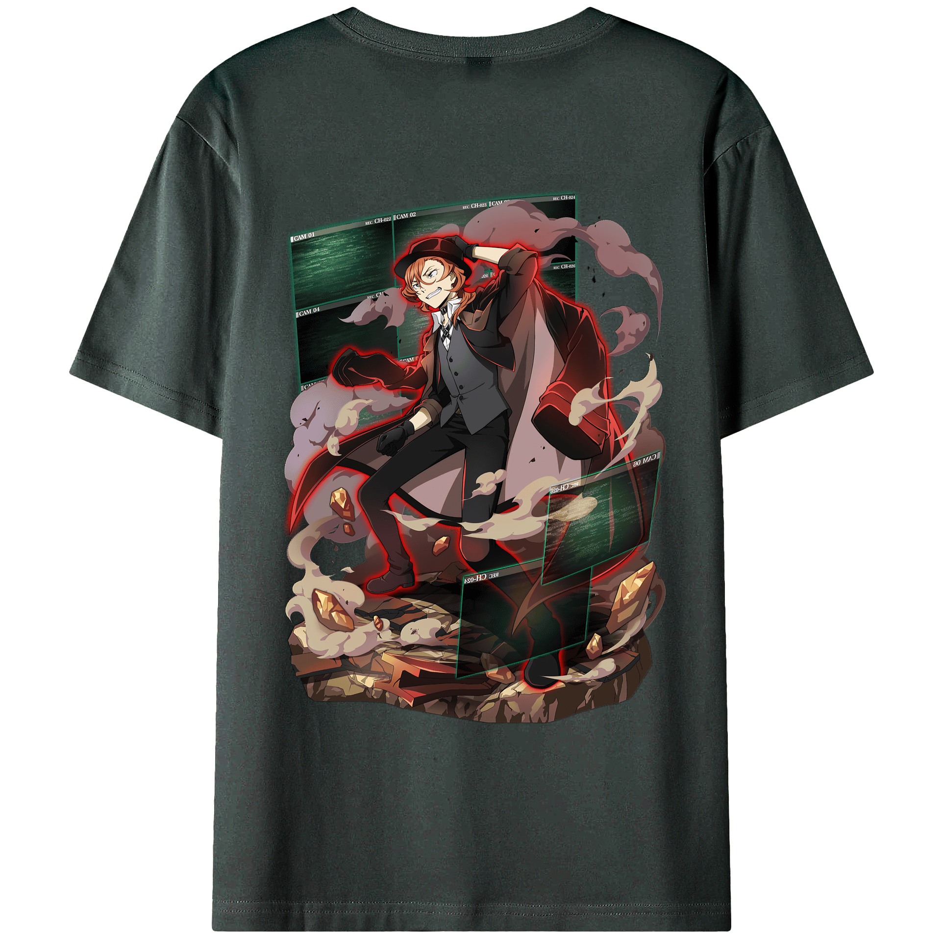 （画像用） 文豪ストレイドッグス Bungo Stray Dogs 綿100％ メンズ半袖Tシャツ（バックプリント） 通気性